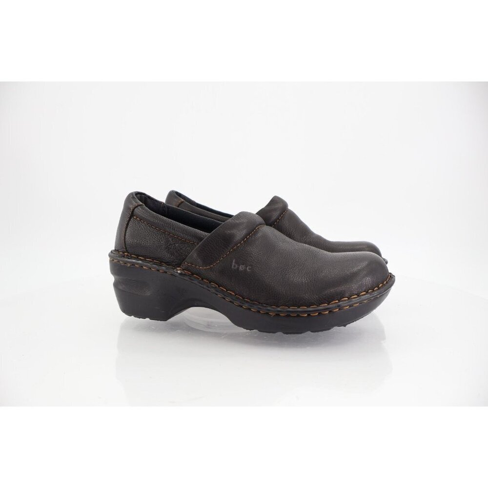 Born Women's Peggy Clog Size 6.5 Black Leather Platform Nursing Career Shoes